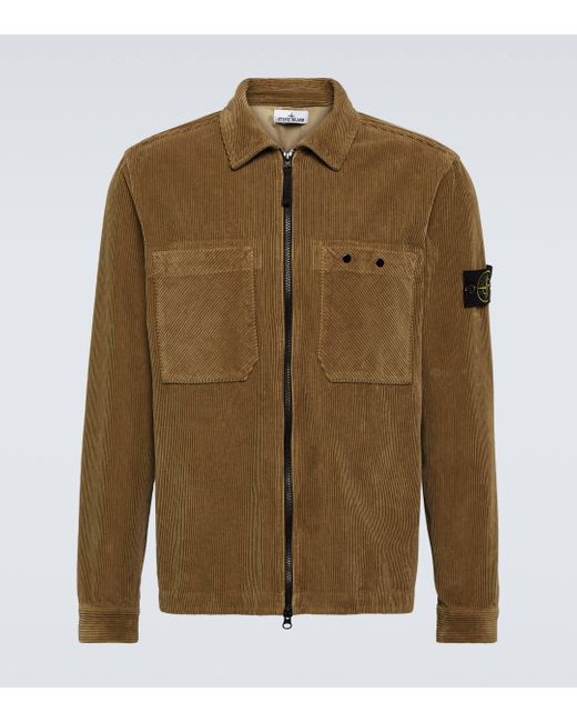 Stone Island Green Compass Cotton Corduroy Overshirt for men