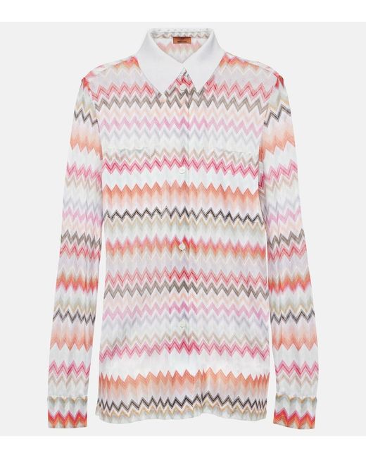 Camisa de algodon en zigzag Missoni de color Pink