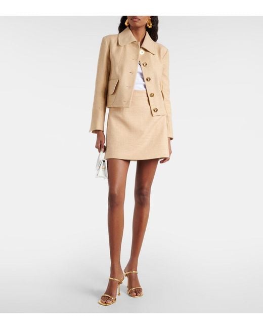 Patou Natural High-Rise Cotton-Blend Tweed Miniskirt