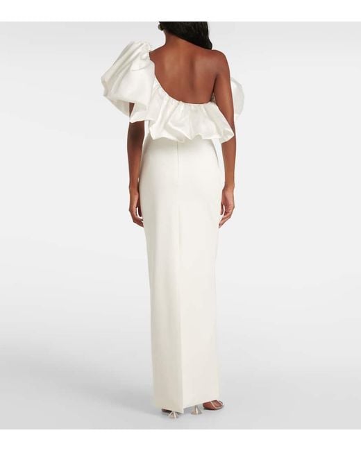 Solace London White Cassia Twill And Crepe Gown