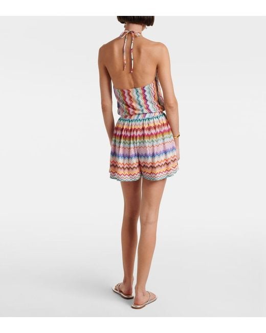 Missoni Red Zigzag Halterneck Lame Romper