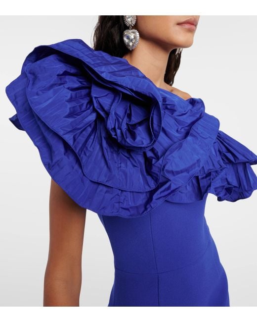 Rebecca Vallance Purple Cora Ruffled One-shoulder Midi Dress