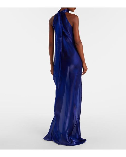 Galvan Blue Sienna Semi-Sheer Organza Gown