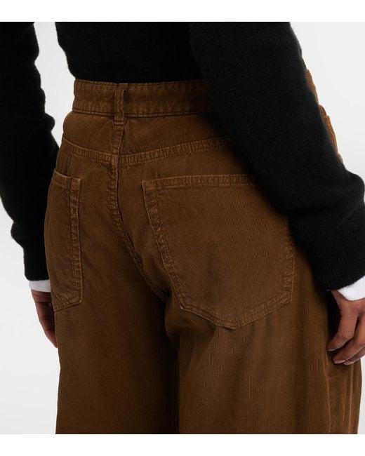 The Row Brown Eglitta Cotton Corduroy Wide-Leg Pants