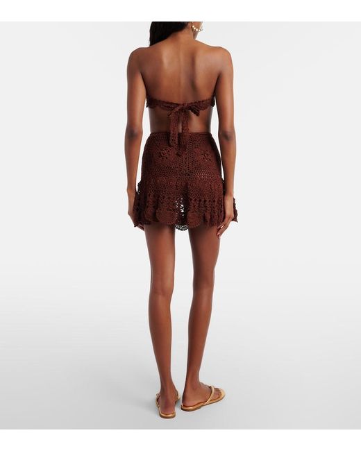 Anna Kosturova Purple Crochet Cotton Miniskirt