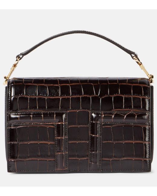 Totême  Black Tote Bag T-Flap Mini Aus Leder