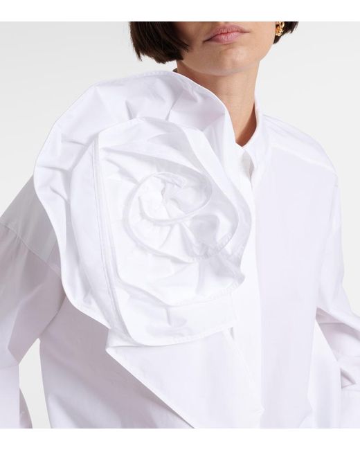 Dorothee Schumacher White Floral-Applique Cotton-Blend Poplin Shirt
