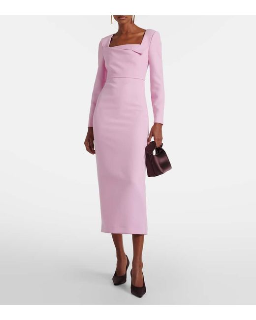 Roland Mouret Pink Crepe Midi Dress