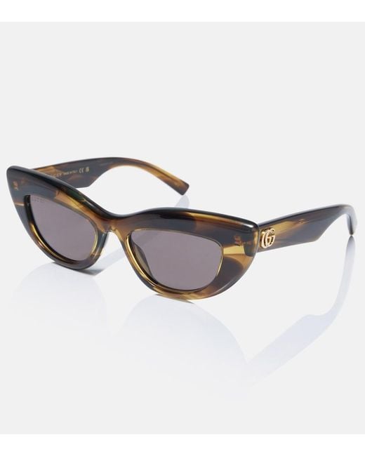 Gucci Brown Double G Cat-Eye Sunglasses