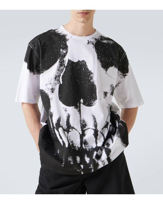 Camiseta Skull De Jersey De Algodon Alexander McQueen de hombre de color Black