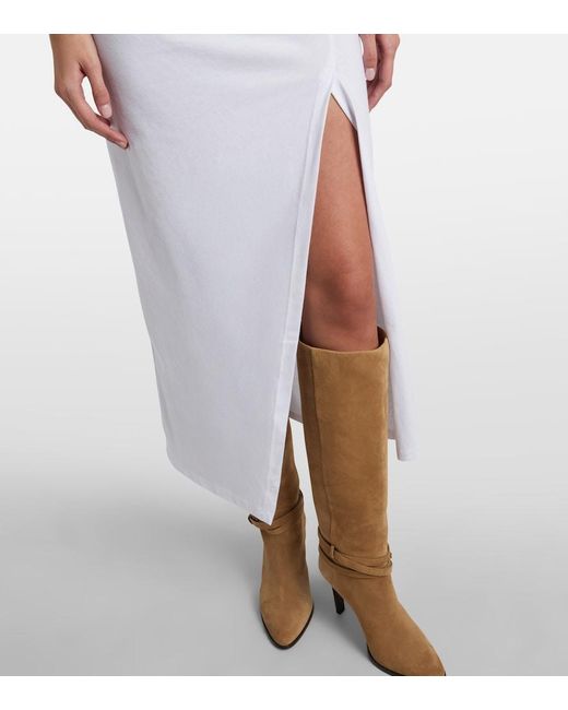 Isabel Marant White Nadela Gathered Cotton Jersey Maxi Dress