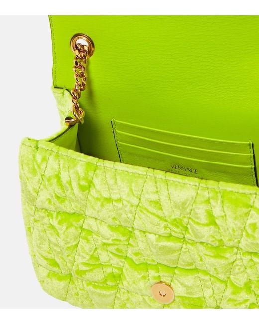 Versace Yellow Virtus Small Velvet Shoulder Bag
