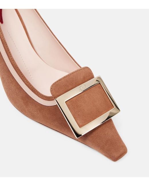Roger Vivier Brown Viv' Canard 55 Buckle-Detail Suede Pumps