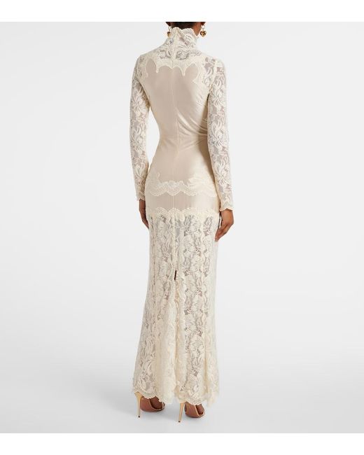 Rabanne White Maxikleid Mit Spitze