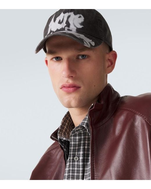Acne Black Logo Cotton Twill Baseball Cap for men