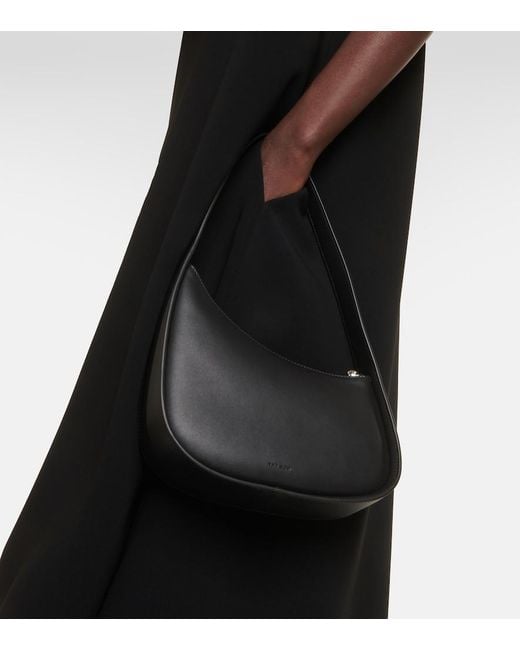 The Row Black Half Moon Leather Shoulder Bag