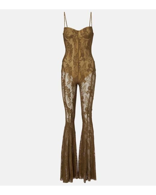 Norma Kamali Metallic Floral Lace Jumpsuit