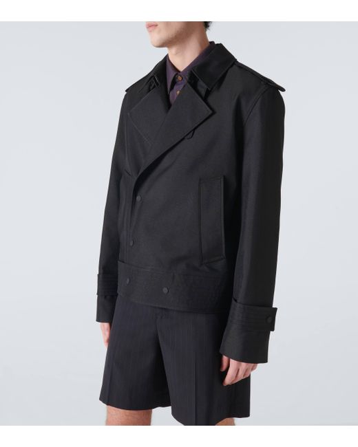 Trench-coat raccourci en soie melangee Burberry pour homme en coloris Black