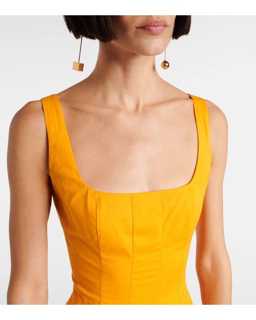 Staud Yellow Minikleid Wells Aus Baumwollpopeline
