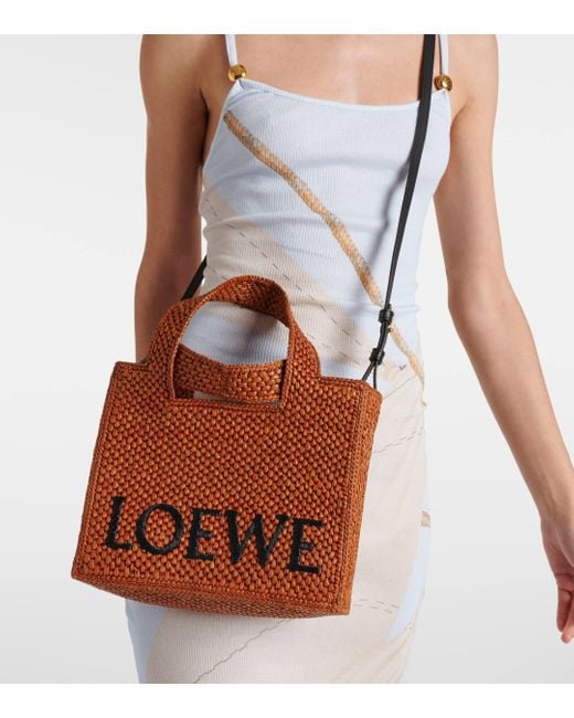 Loewe Brown Paula's Ibiza Font Small Raffia Tote Bag