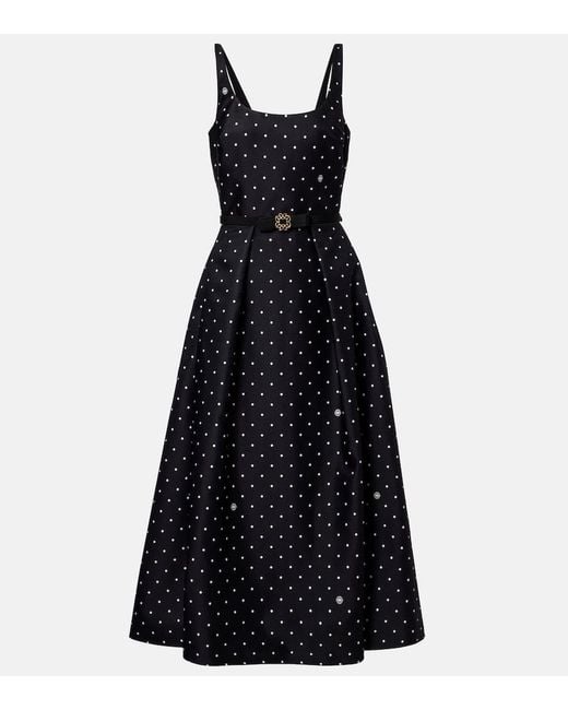 Elie Saab Black Polka-Dot Midi Dress