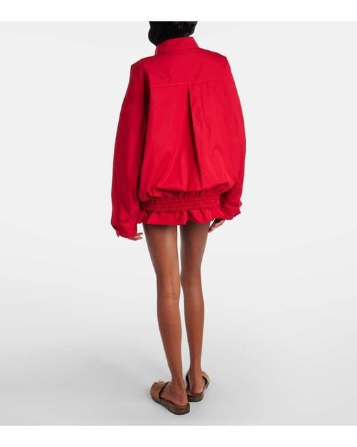 Miu Miu Poplin Blouson Jacket in Red | Lyst