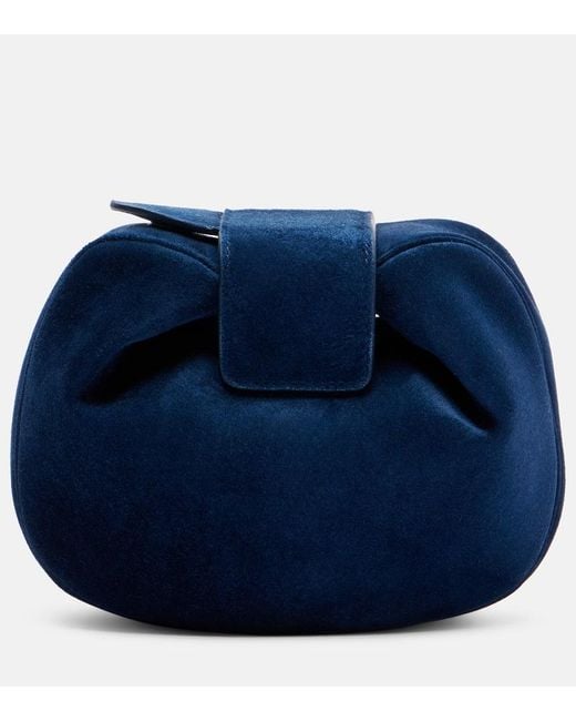 Gabriela Hearst Blue Soft Demi Mini Suede Clutch