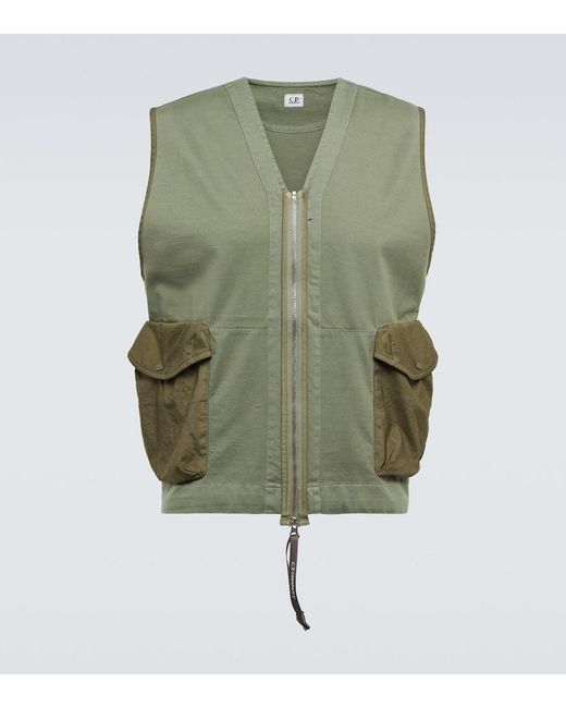 C P Company Green Cotton Jersey Vest for men