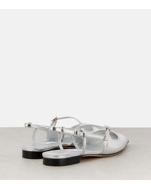 Jimmy Choo White Didi Metallic Leather Slingback Flats