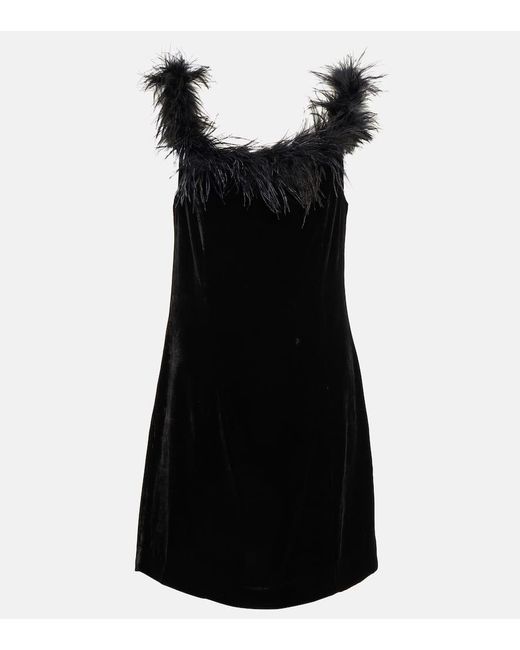 Rixo Black Minikleid Lena Aus Samt Mit Federn