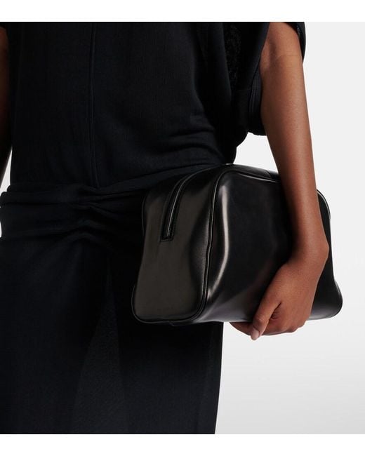 The Row Black Leila Small Leather Clutch