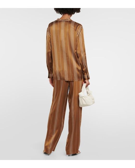 Vince Brown Striped Silk Shirt