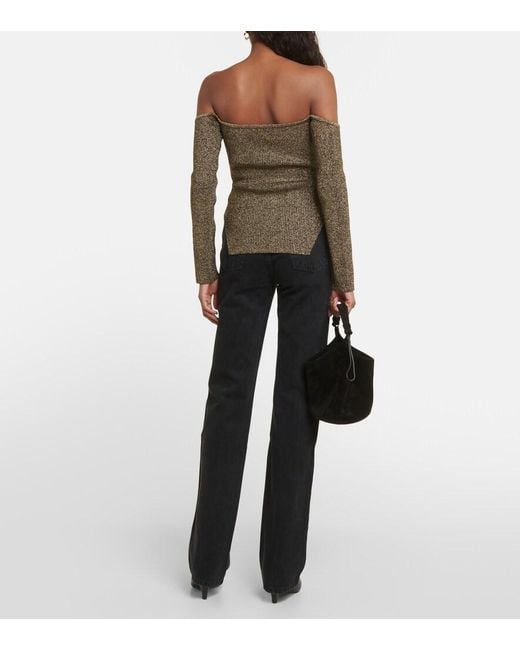 Khaite Green Maria Off-Shoulder Top