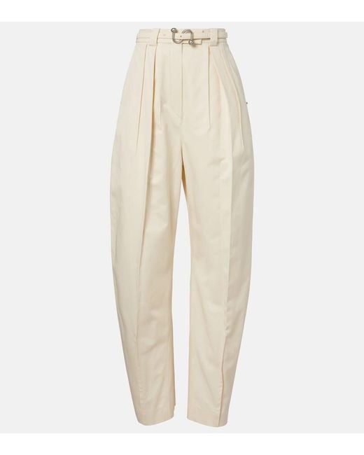 Sportmax Natural Idoneo Cotton Gabardine Wide-Leg Pants