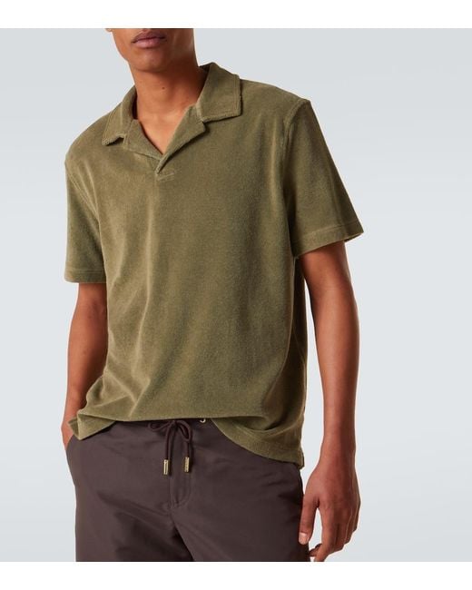 Orlebar Brown Green Terry Resort Cotton Terry Polo Shirt for men