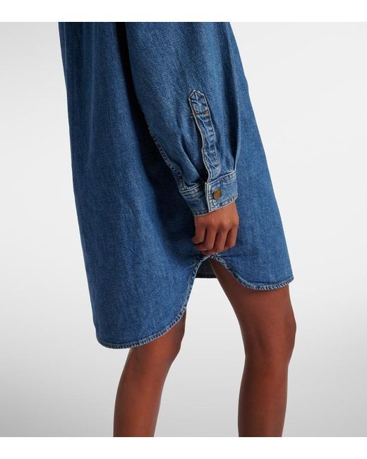 FRAME Blue Hemdblusenkleid Double Pocket Aus Denim