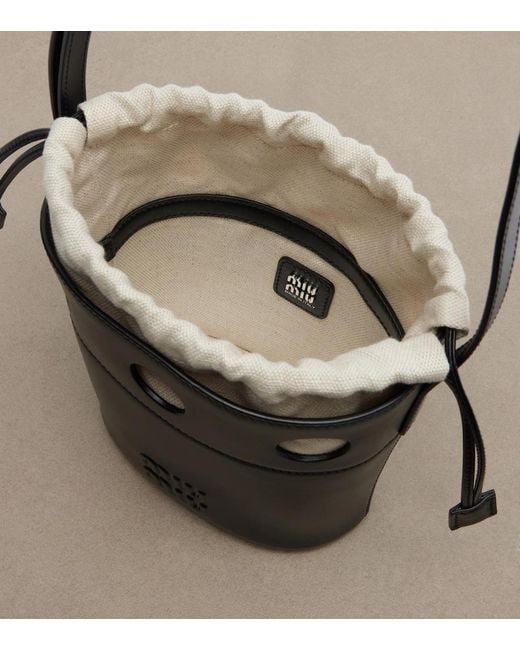 Miu Miu Black Leather Bucket Bag