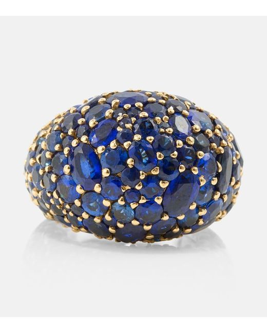 Octavia Elizabeth Blue Azzurra Dome 18kt Gold Ring With Sapphires