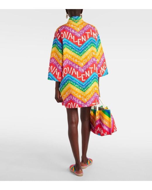 Valentino Multicolor Logo Cotton Shirt Dress