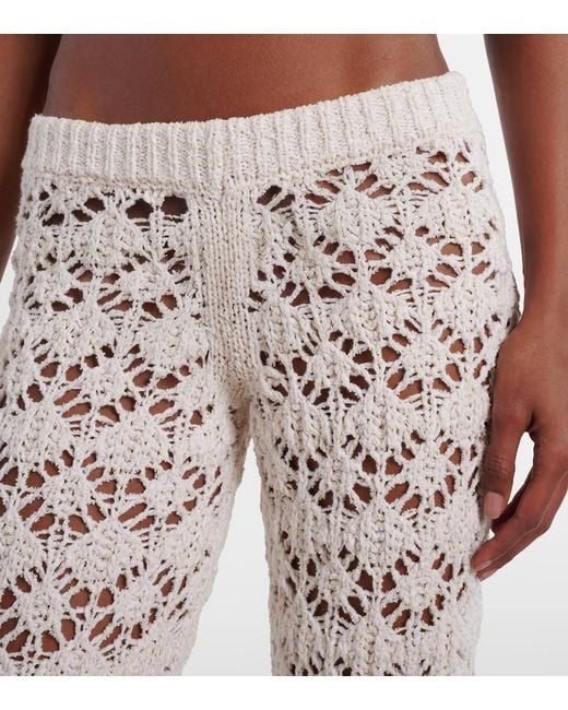 Alanui White Lagoon Romance Crochet Flared Pants