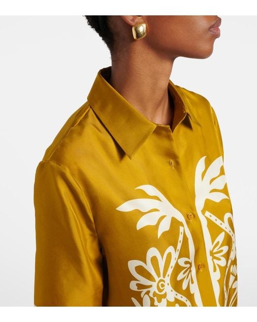 Eres Metallic Emeraude Floral Silk Twill Shirt