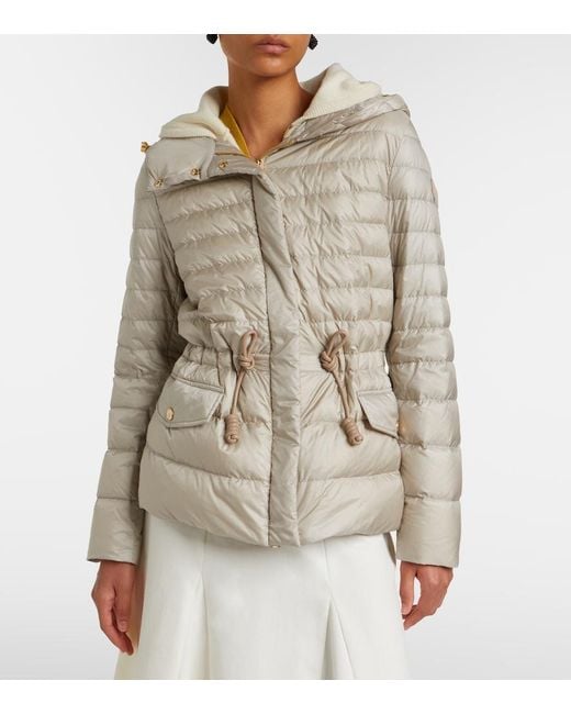 Moncler Natural Raies Hooded Quilted Down Jacket