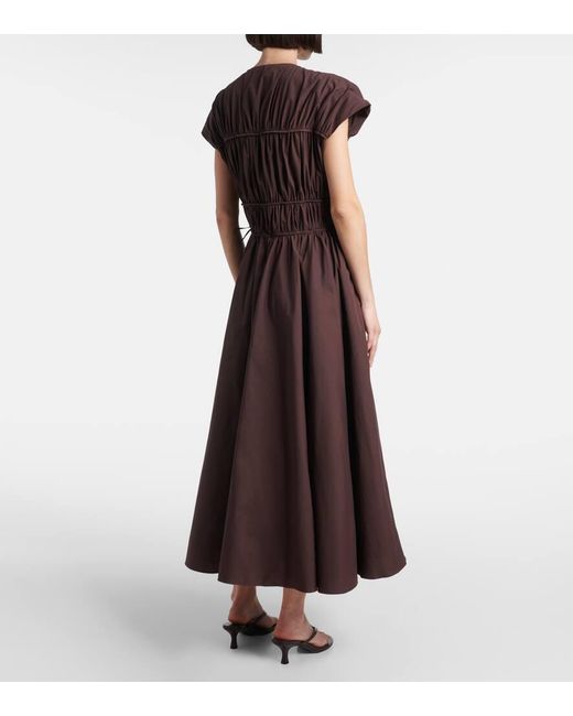 Vestido Midi Ceres De Algodon Fruncido TOVE de color Brown