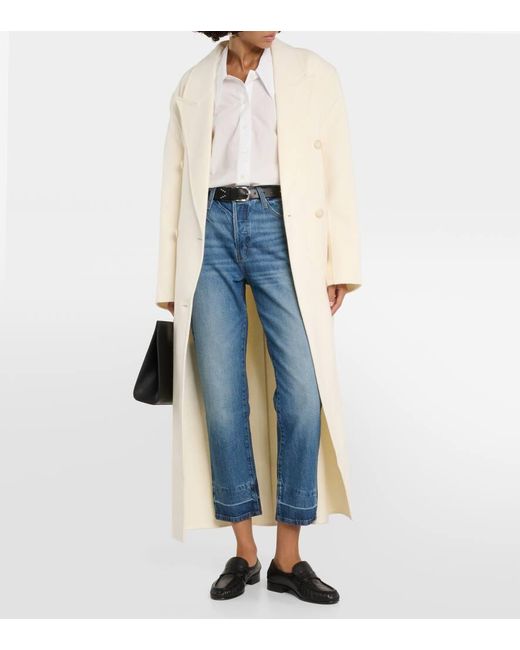 FRAME Blue High-Rise Straight Jeans Le Mec