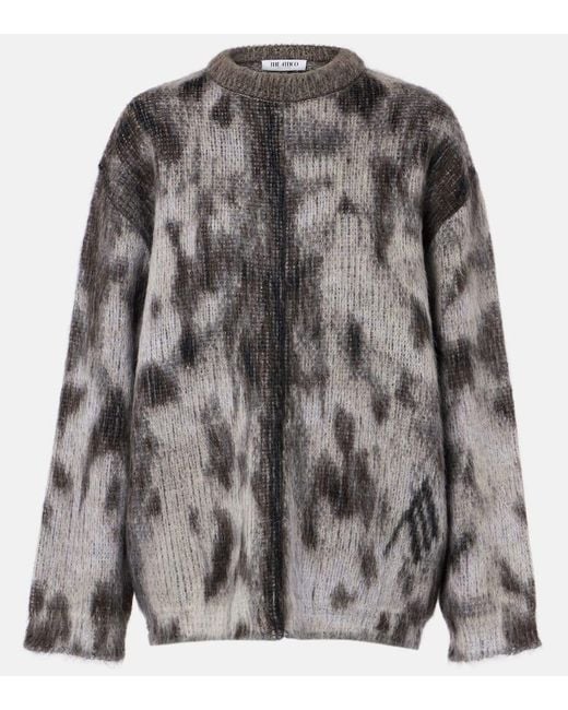The Attico Gray Leopard-Print Jacquard Sweater