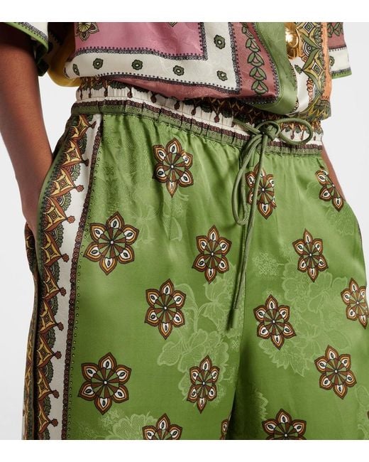 ALÉMAIS Green Contina Jacquard Palazzo Pants