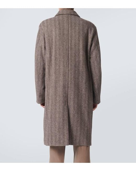 Dries Van Noten Brown Wool Tweed Overcoat for men