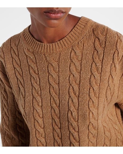 The Row Brown Lido Cable-Knit Wool Sweater