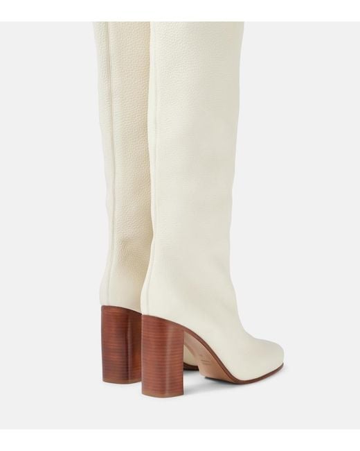 Khaite White Willow Leather Knee-High Boots