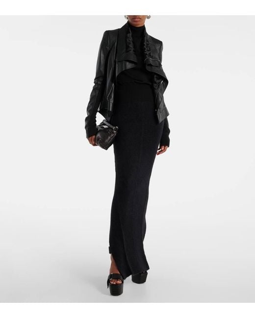 Rick Owens Black Maxirock Pillar Aus Einem Wollgemisch